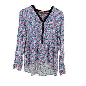 Anthropologie Vanessa Virginia Tiger Honore High Low  Blouse Size 6 Easy Wear